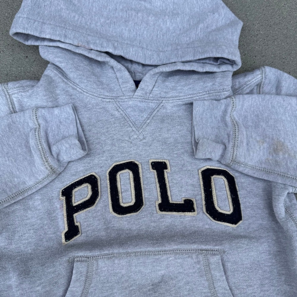 Polo Ralph Lauren Kids Heather Gray Spellout Logo Fleece Hoodie‎ Pullover
